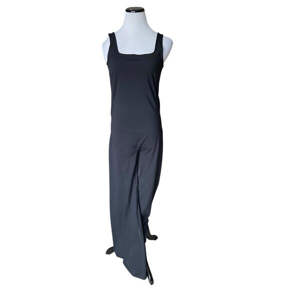 Spanx Booty Boost Wide Leg Jumpsuit Size L Black Easy Access Sculpting One Piece - Picture 1 of 10